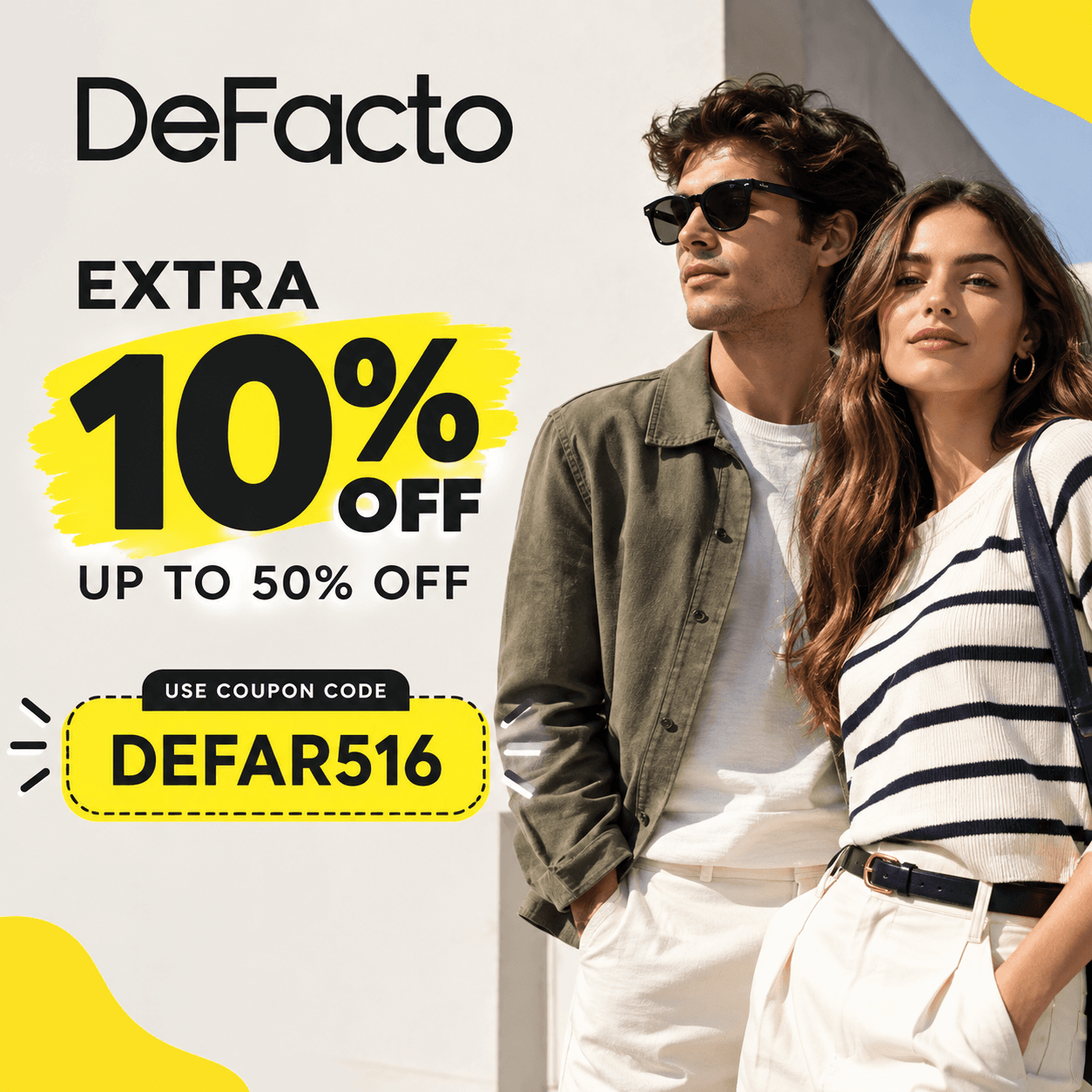 DeFacto Coupon Code 10% Extra Off Up to 50% Off