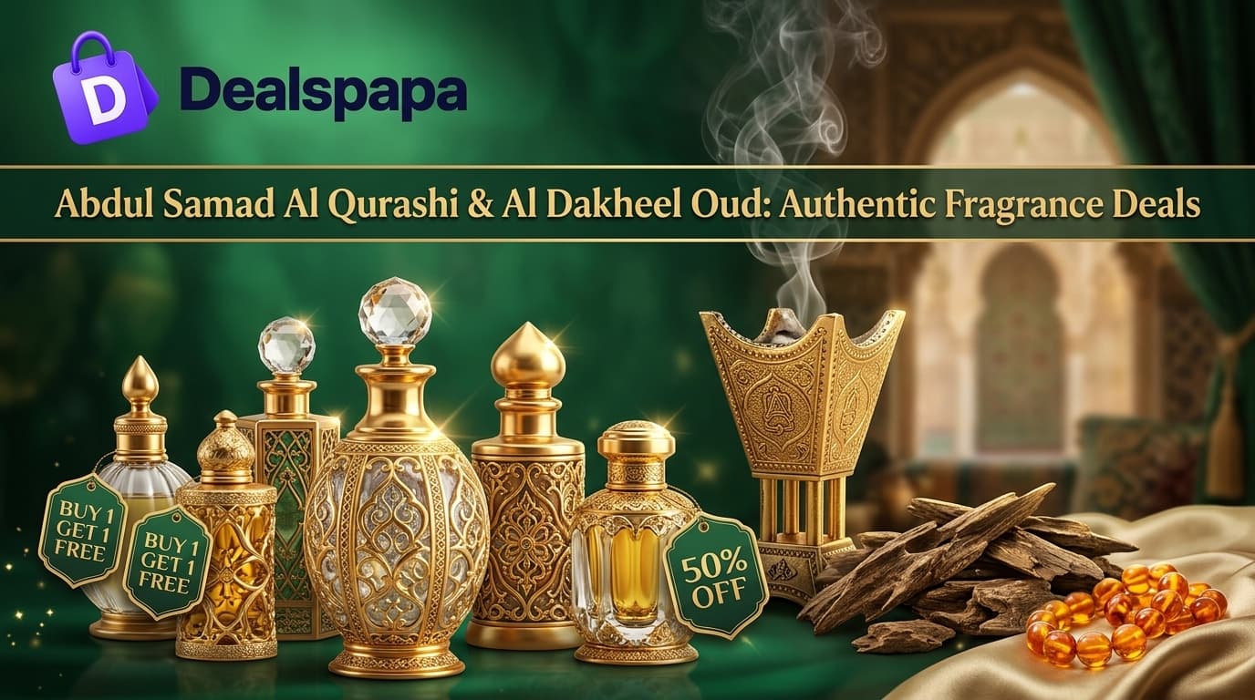 Abdul Samad Al Qurashi and Al Dakheel Oud Shopping Guide with Dealspapa logo