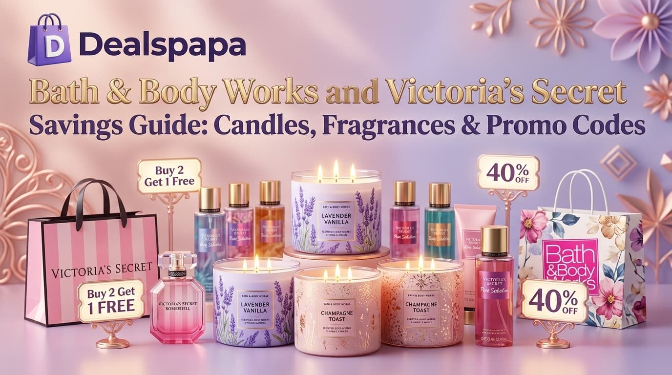 Bath and Body Works and Victoria's Secret Savings Guide with Dealspapa logo