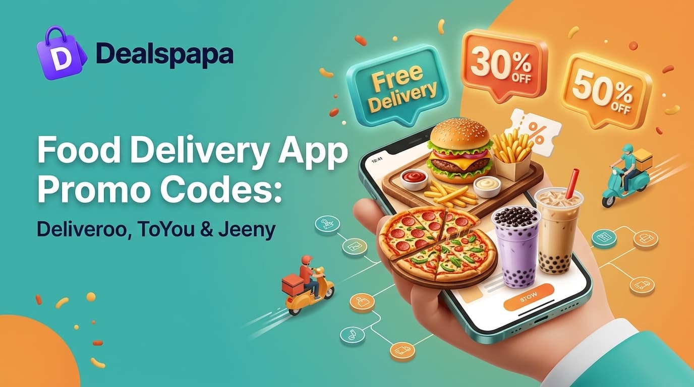 Food Delivery App Promo Codes Guide with Dealspapa logo