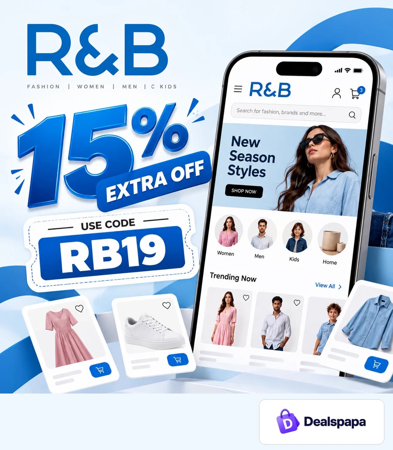 R&B extra 15% off new season discount code RB19 - Dealspapa