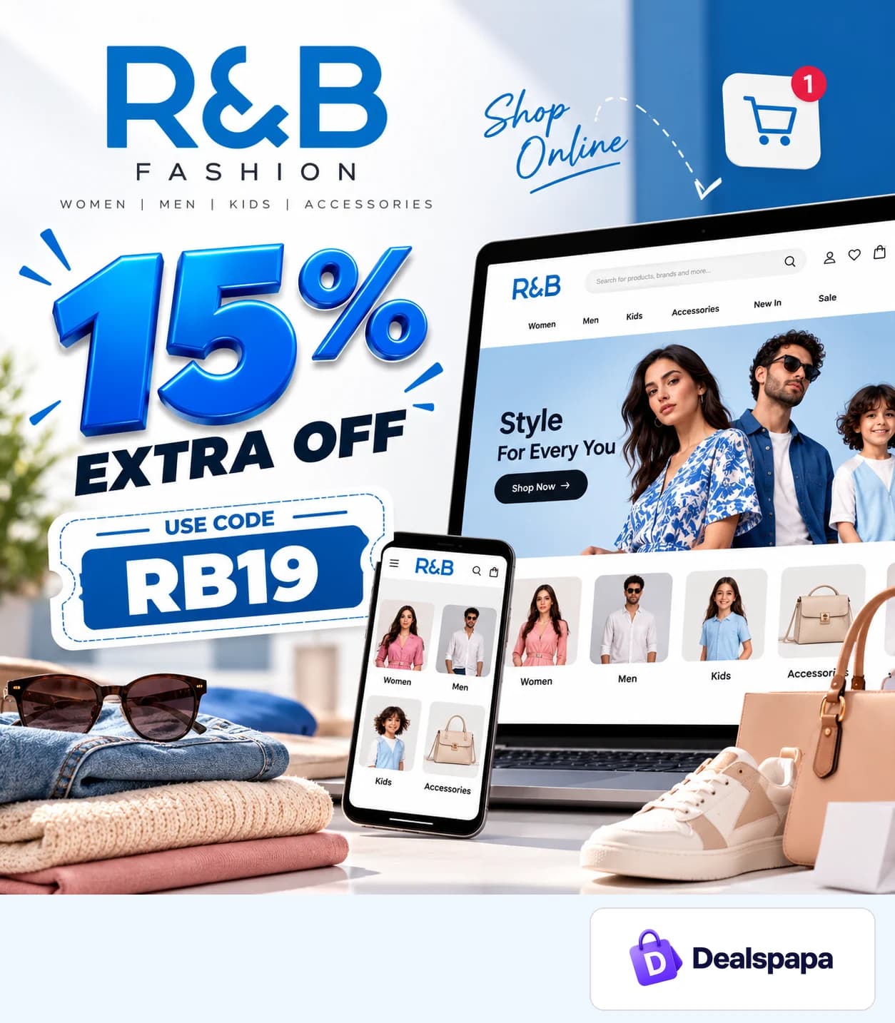 R&B extra 15% off online promo code RB19 - Dealspapa