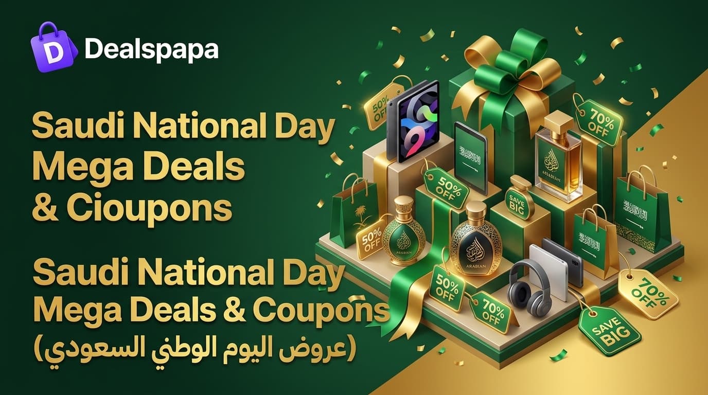 Saudi National Day Mega Deals and Coupons Guide with Dealspapa logo
