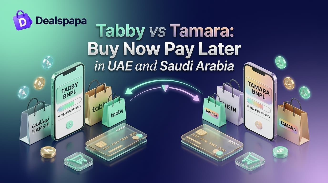 دليل مقارنة تابي وتمارا للشراء بالتقسيط في السعودية والإمارات مع شعار ديلز بابا